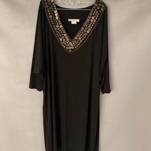 NEW! MICHAEL KORS BLACK DRESS W GOLD DETAIL